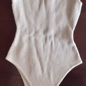Allie Rose bodysuit-ribbed, cream, women’s